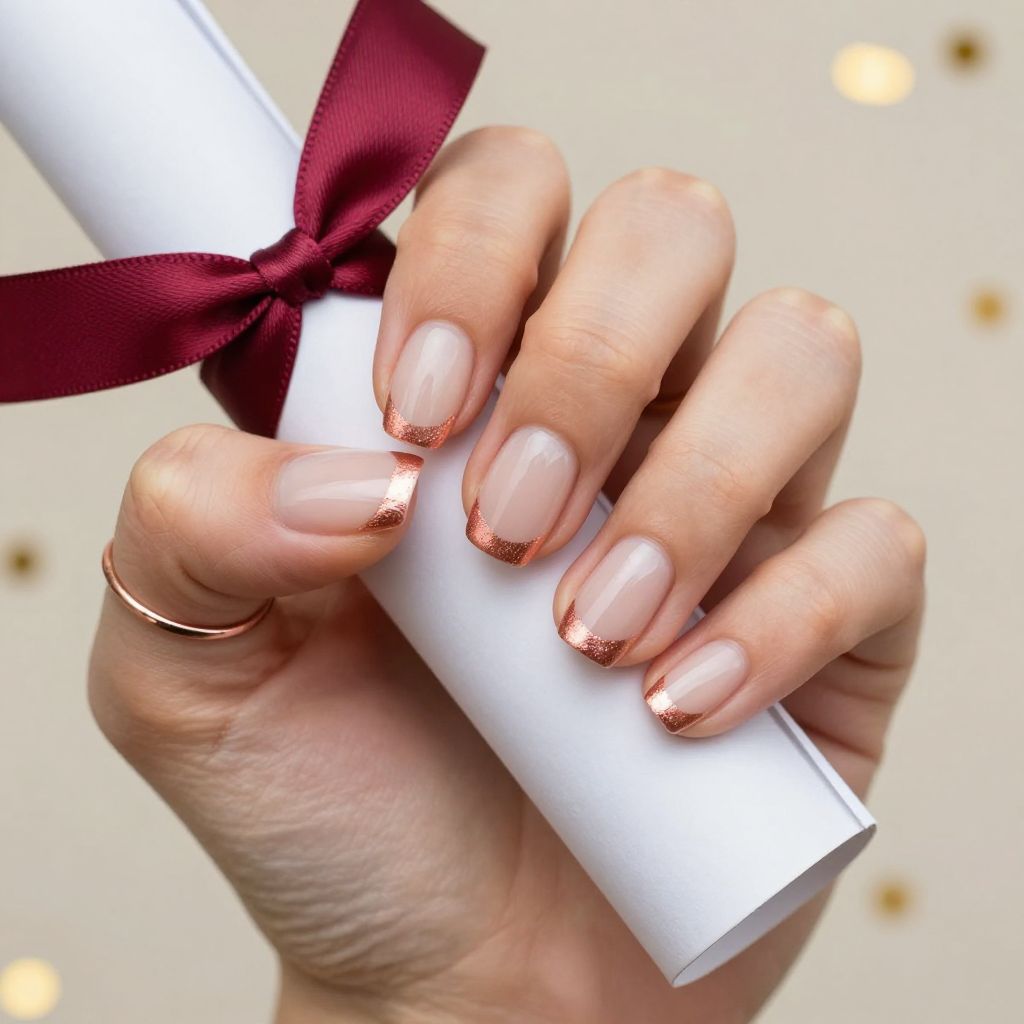 Rose Gold Foil Fade graduation nails