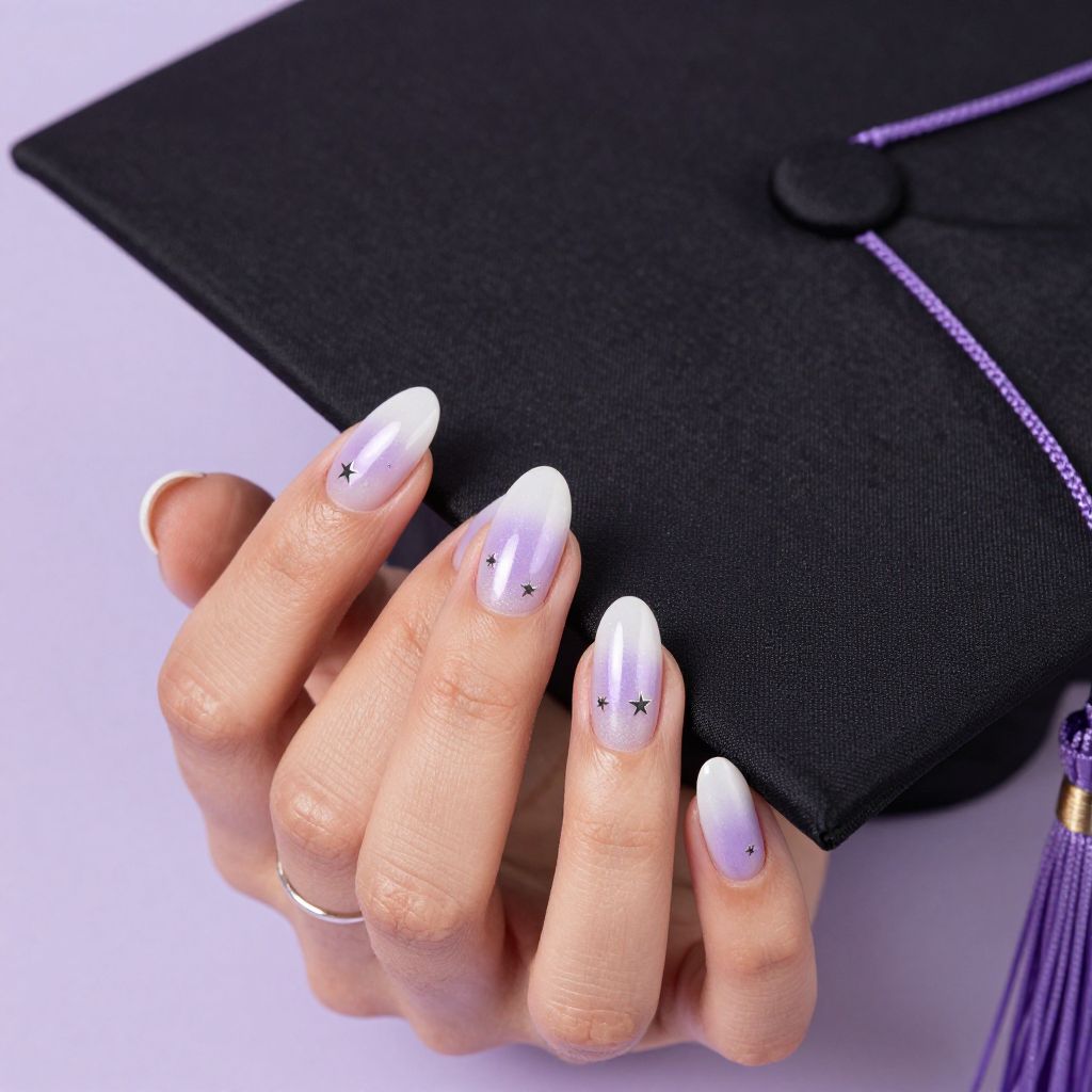 Lavender Cloud Ombre graduation nails