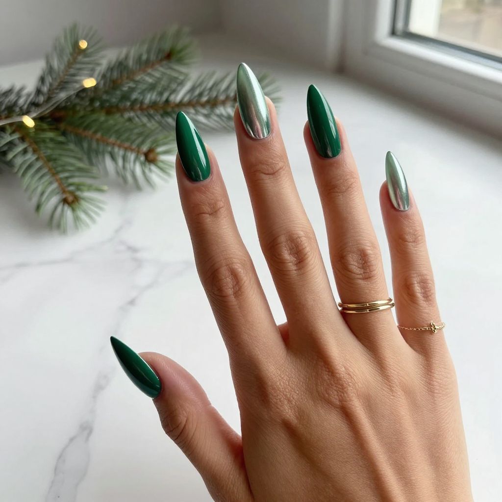 Green Christmas Nail Ideas 8