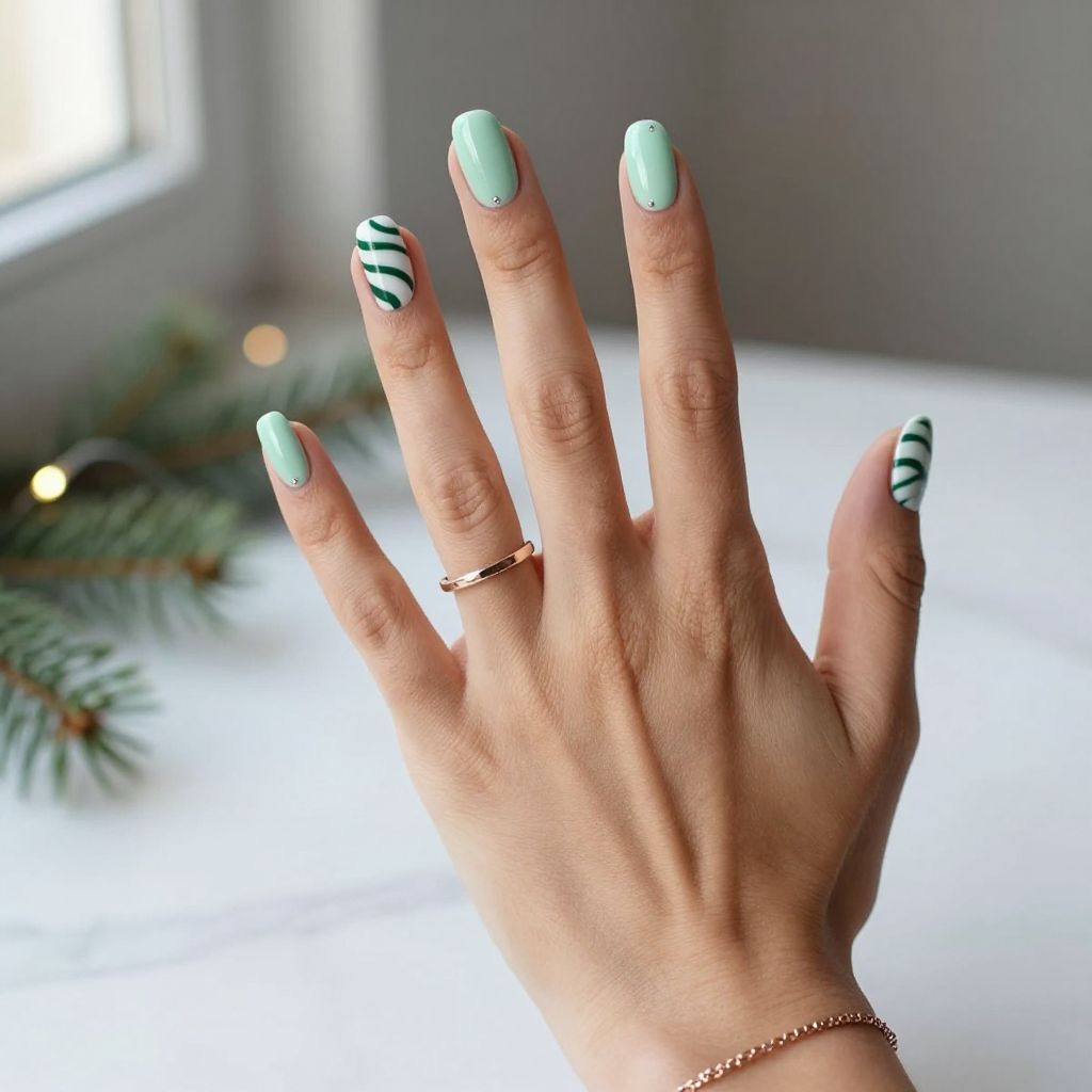 Green Christmas Nail Ideas 7