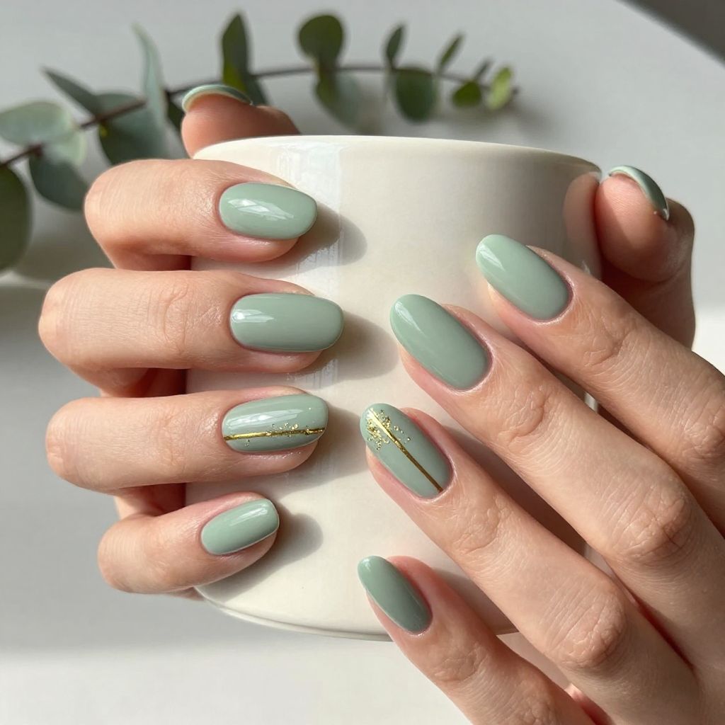 Soft Sage Almond Nails