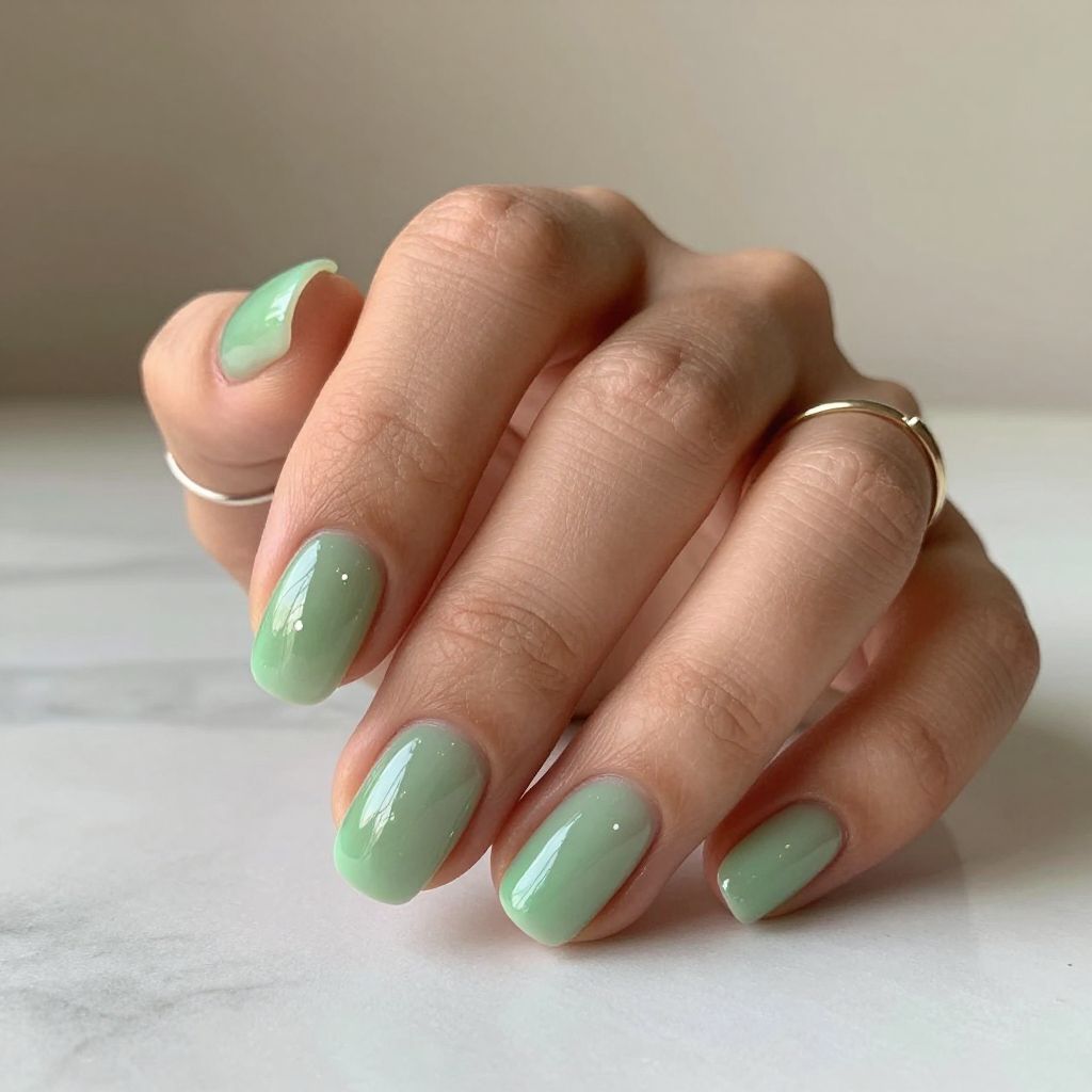 Sheer Green Tint Nails
