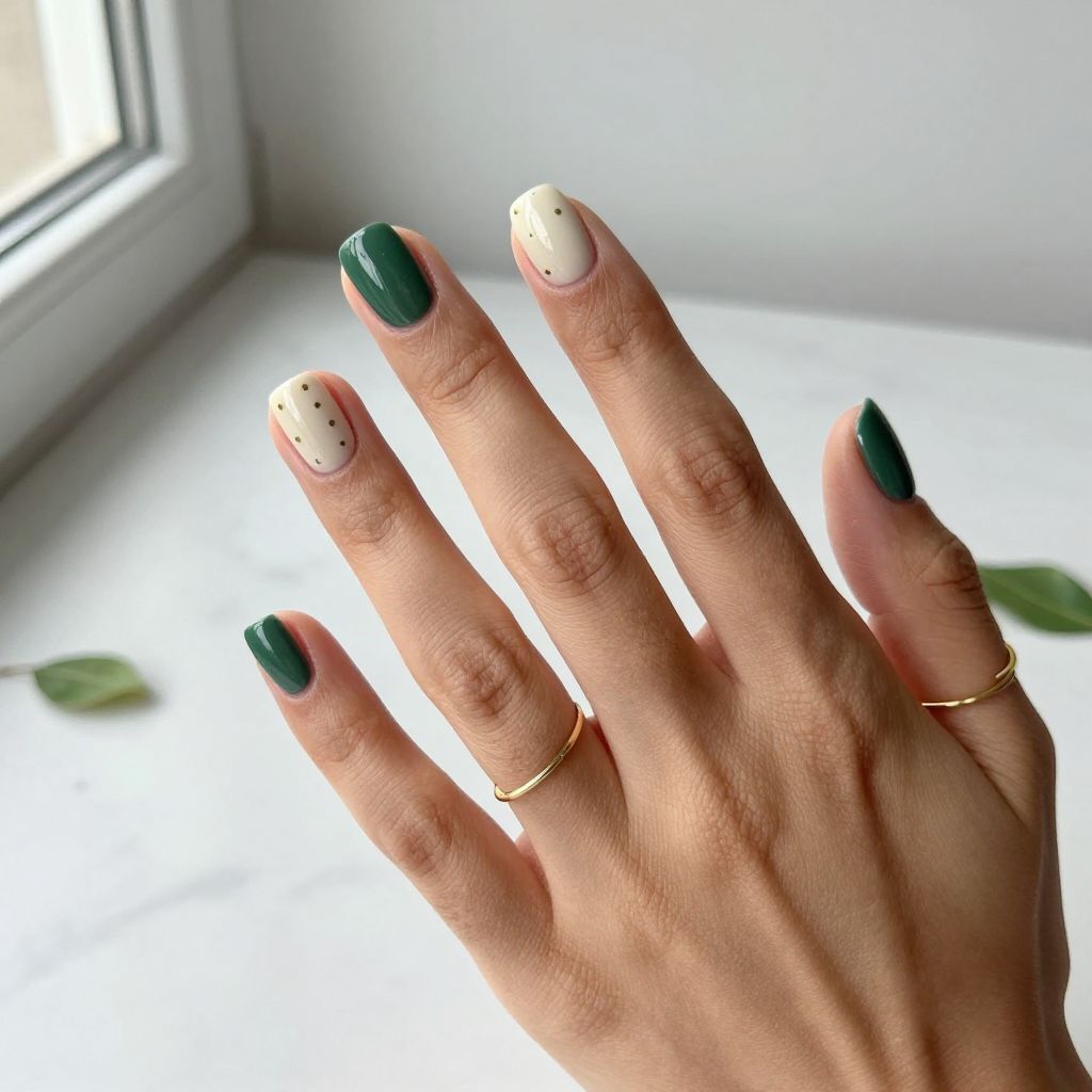 Moss Green Minimal Dots