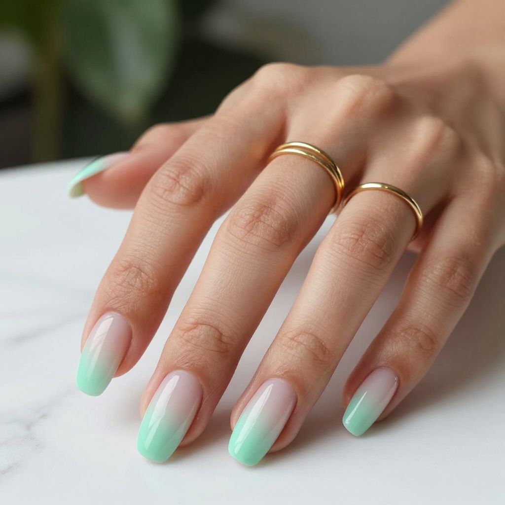 Mint Green Ombre with Nude Gradient