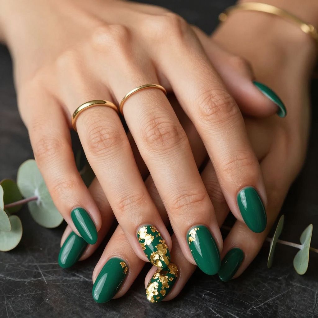 Emerald Green Gel with Gold Foil