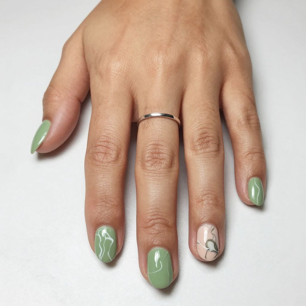Pistachio Green with White Marble