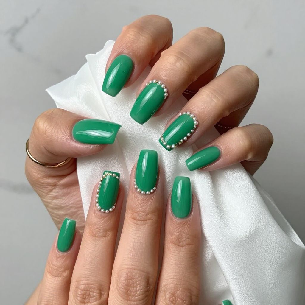 Kelly Green with Pearl Embellishments