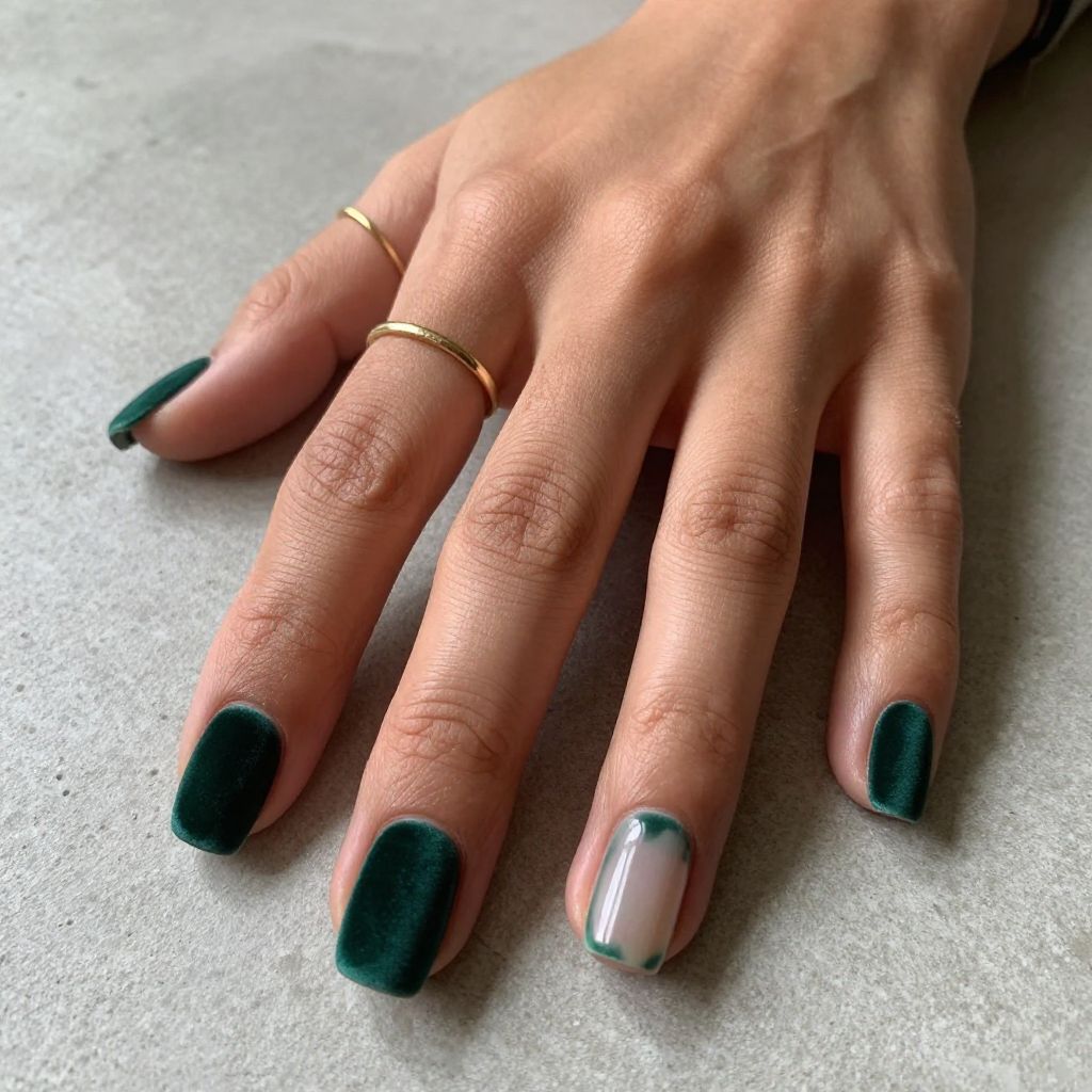 Dark Green Velvet Matte Finish