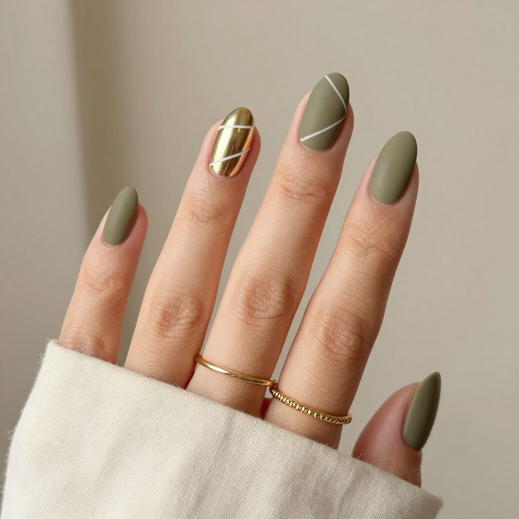 Olive Green Geometric Stripes