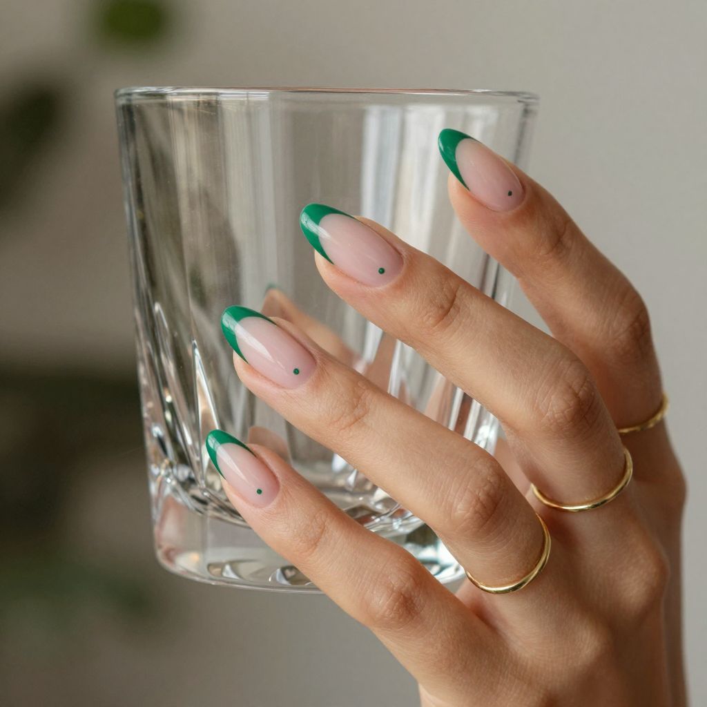 Emerald French twist green nail ideas