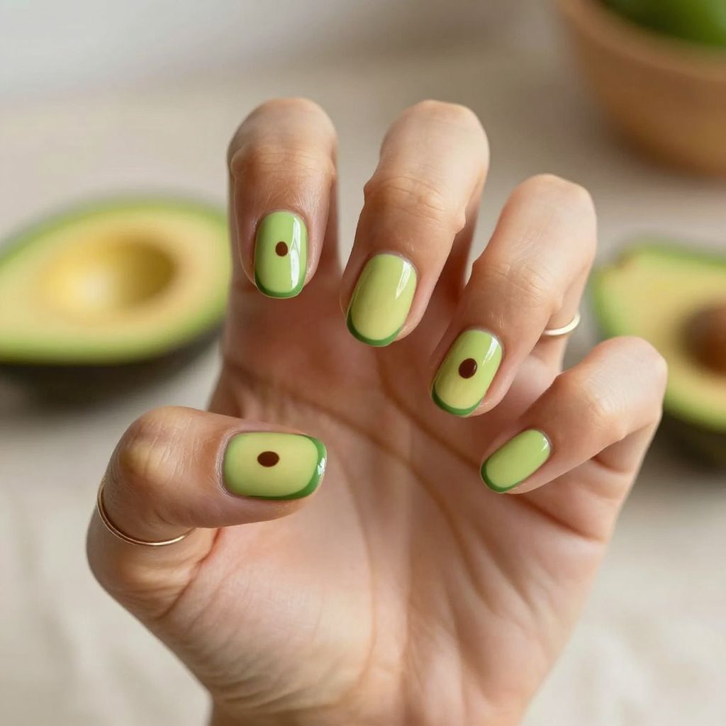 Avocado art green nails