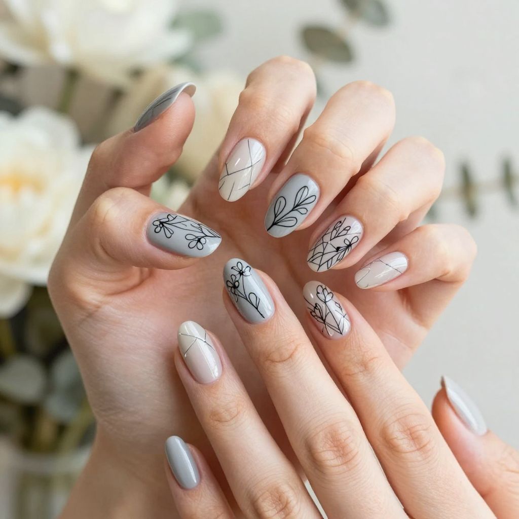 Grey nail idea 7