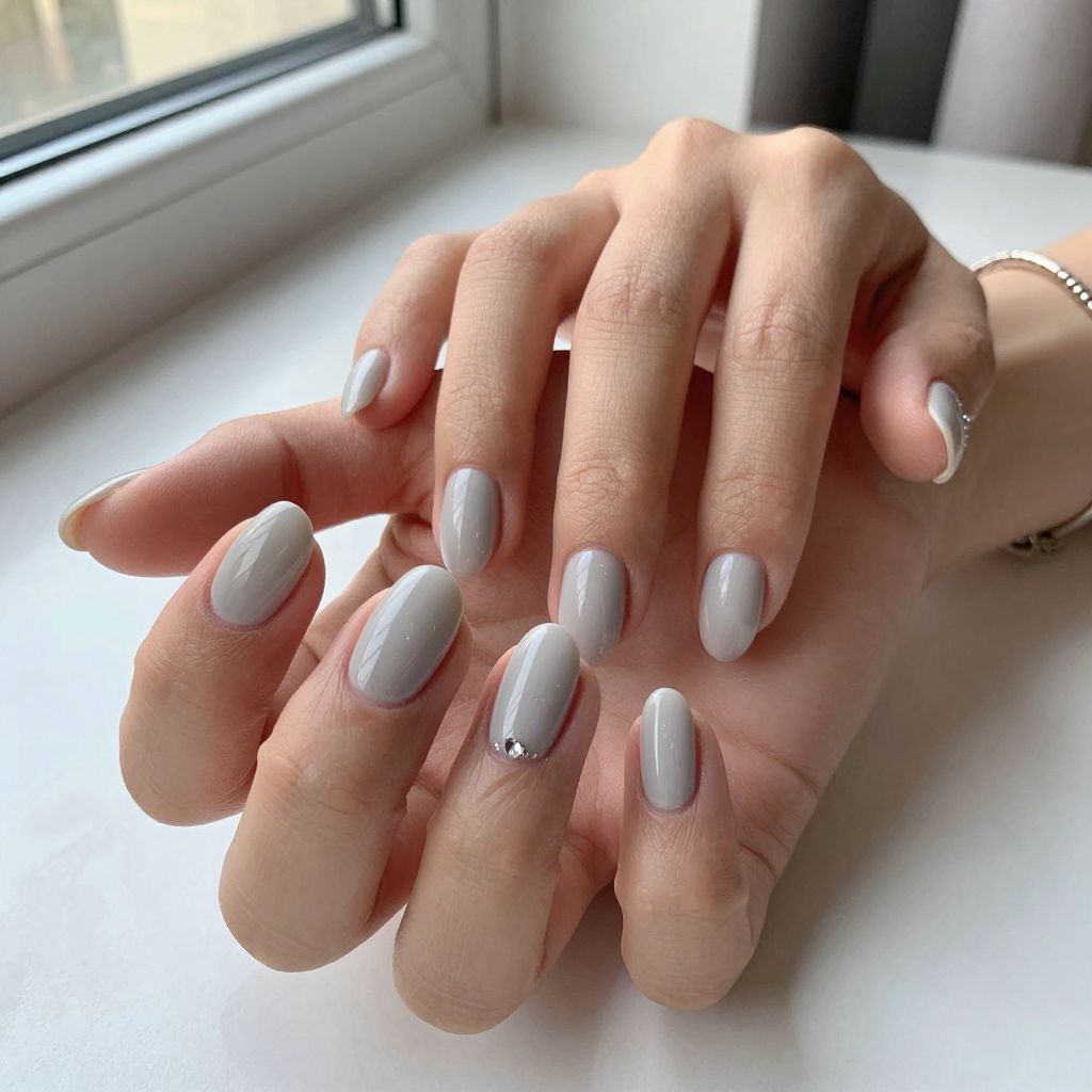 Soft Dove Grey Almond Nails
