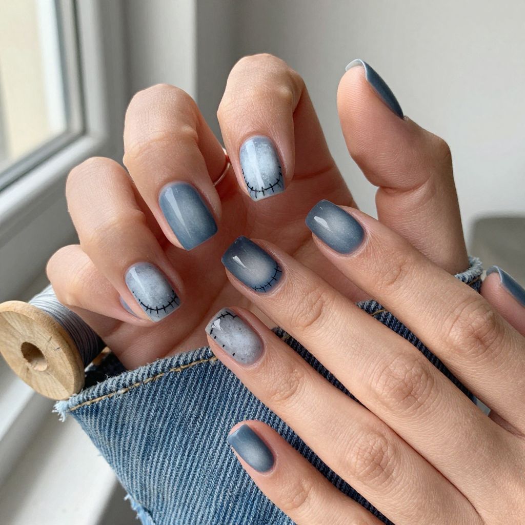Torn Denim Inspired Nails