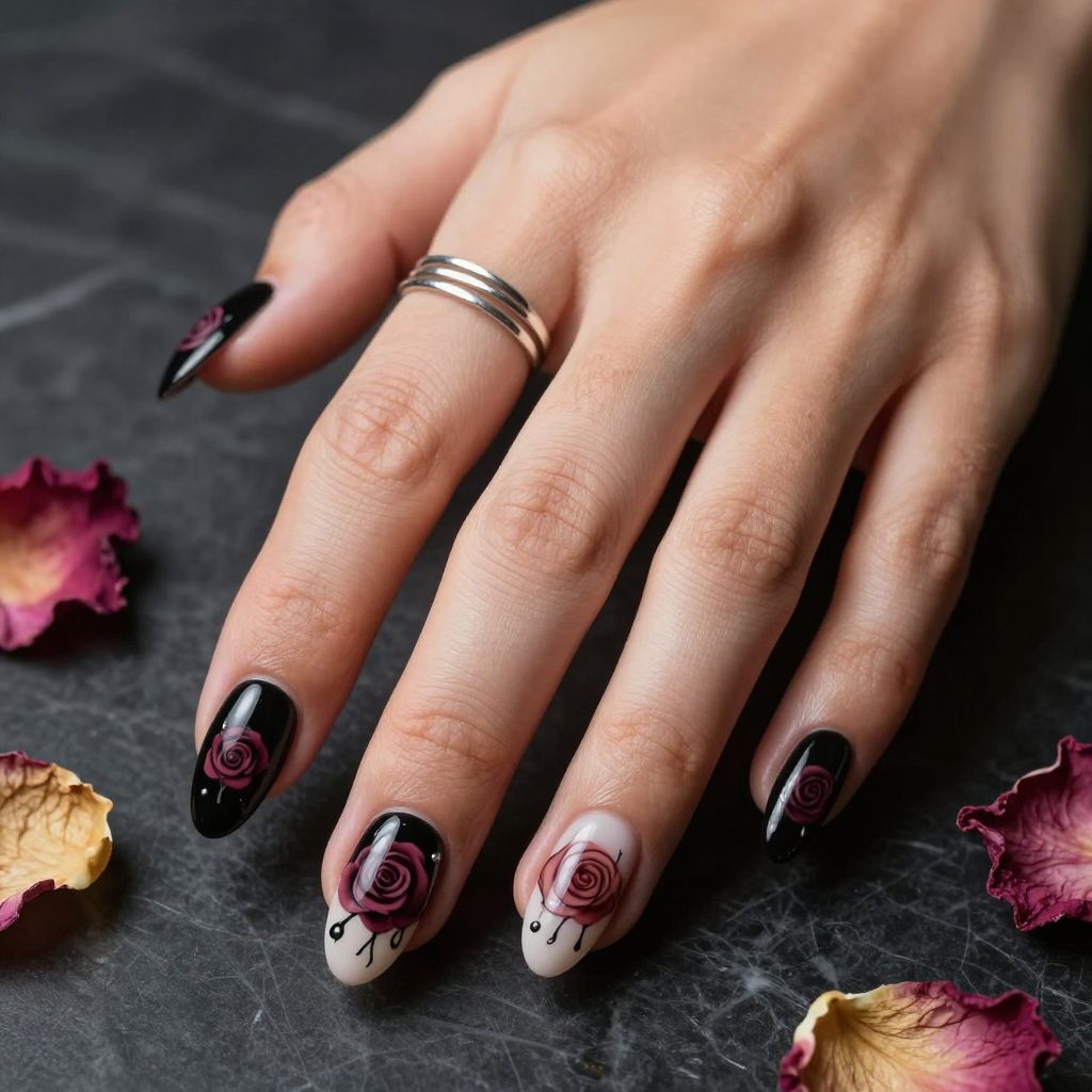 Gothic Rose Nail Art