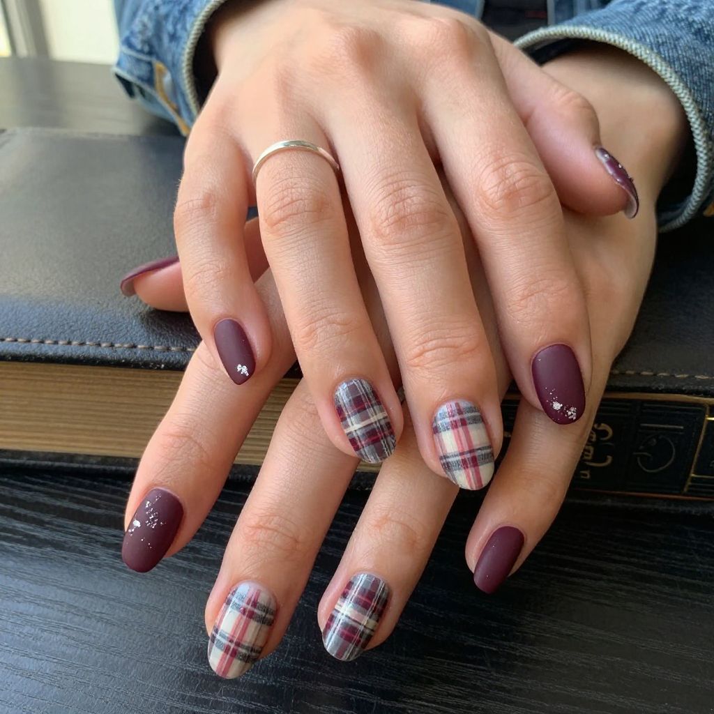Distressed Plaid Nail Art