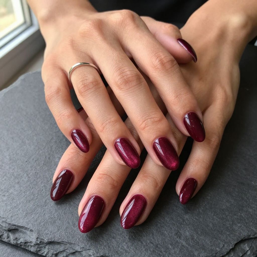Burgundy Velvet Nails