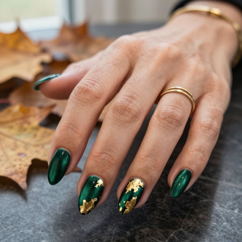 Deep Green Velvet With Gold Foil