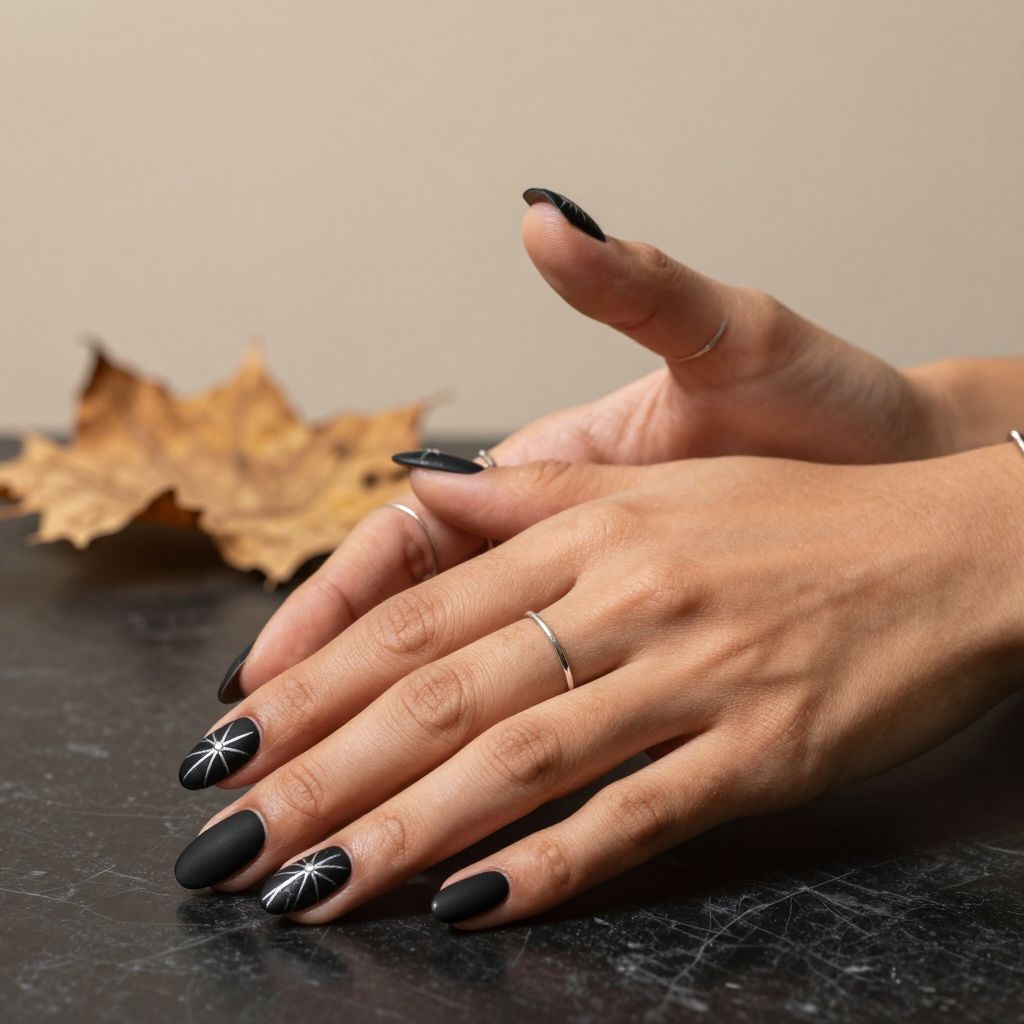 Matte Black With Silver Spider Webs