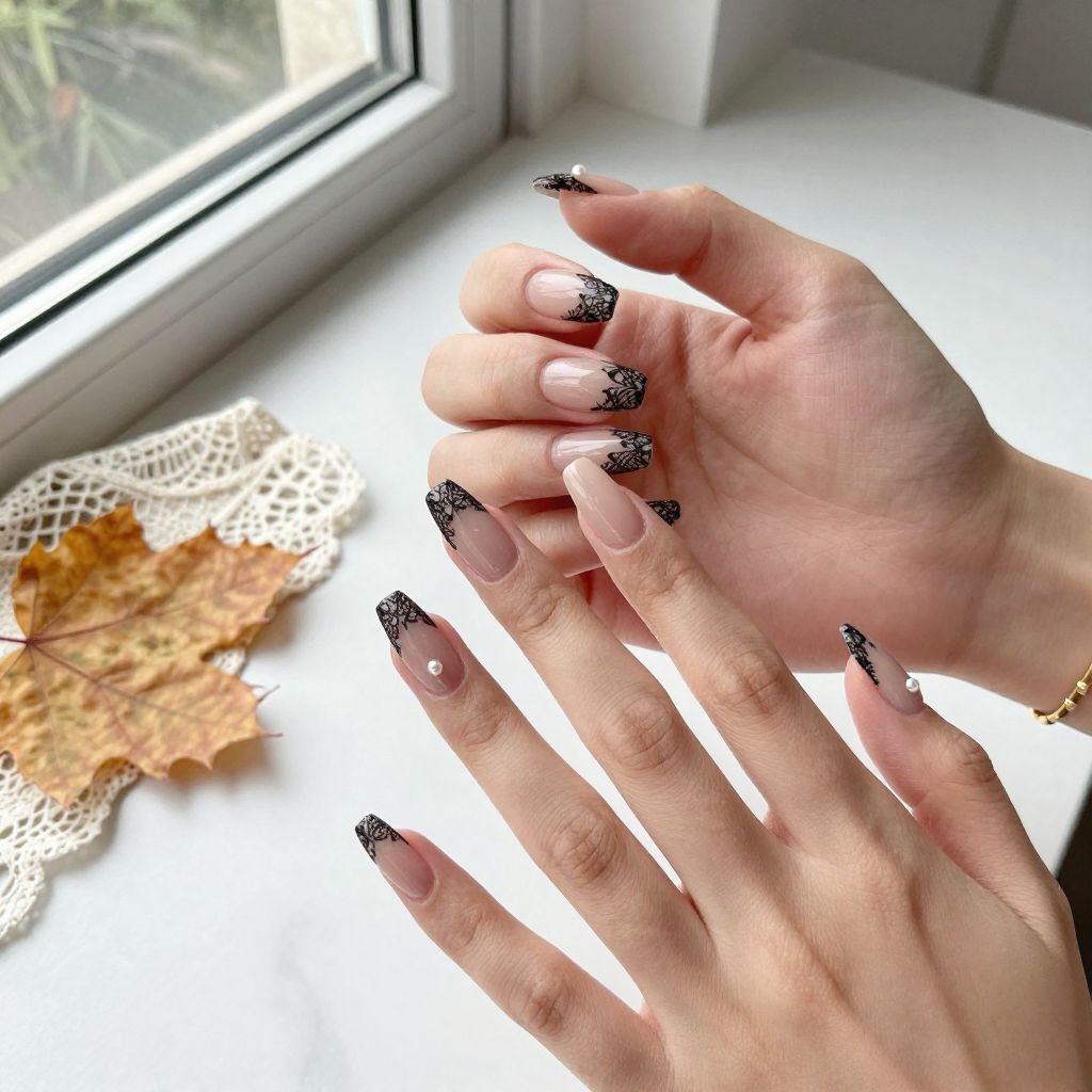 Black Lace Nail Art