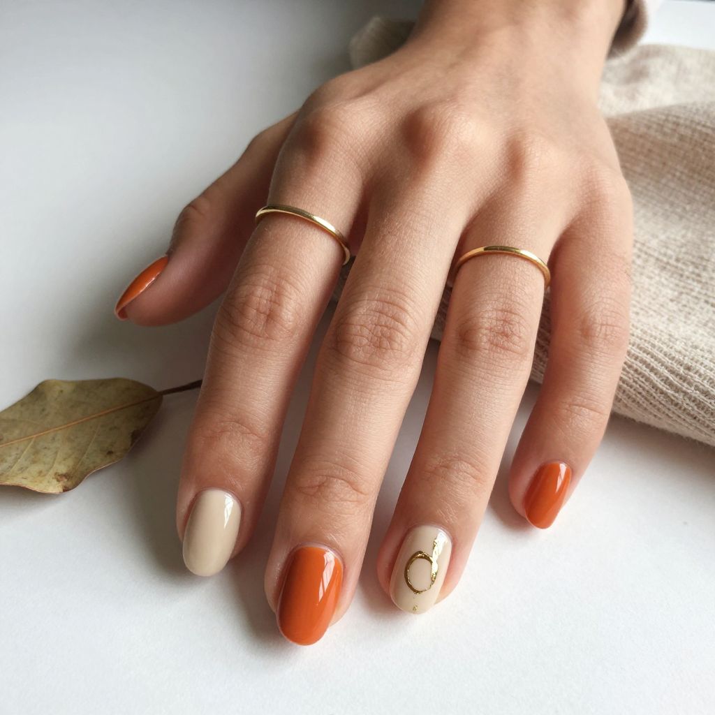 Burnt Orange Oval Nails
