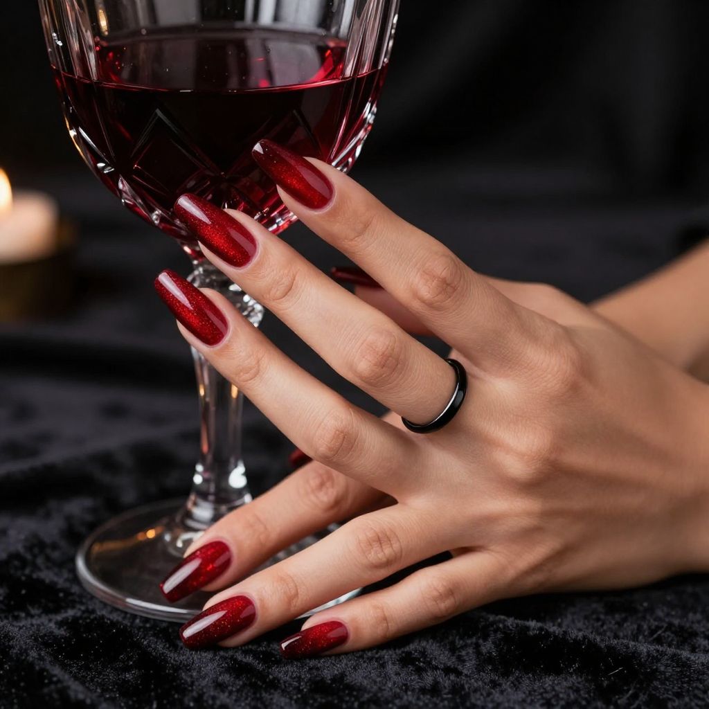 Vampire Red Ombre Halloween nails