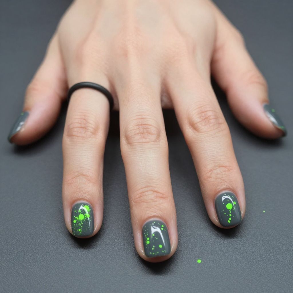 Neon Slime Splatter Halloween nails