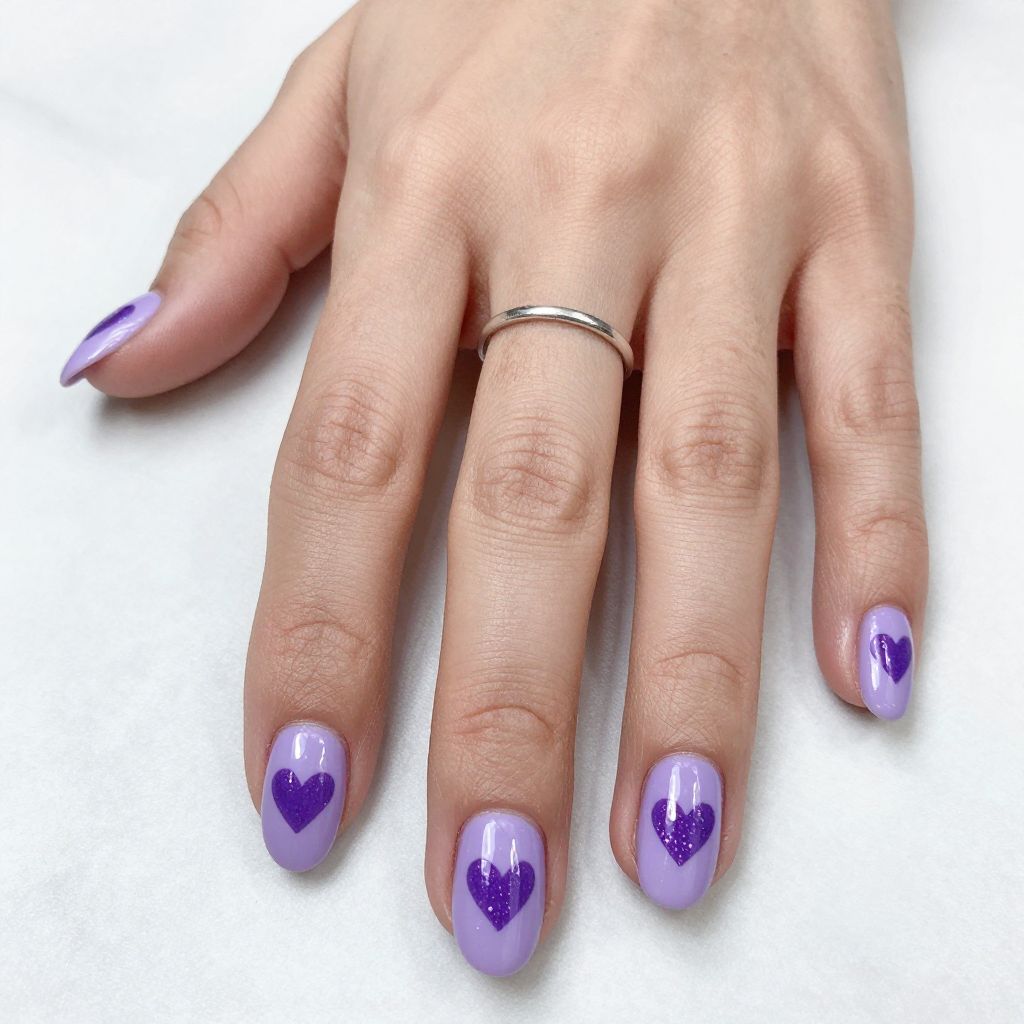 Soft Lavender with Purple Heart Details