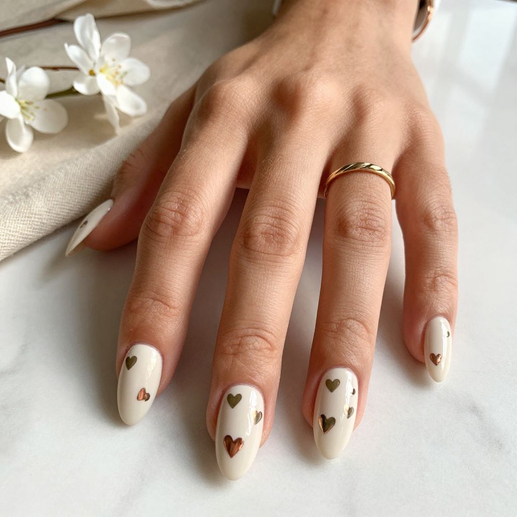 Mixed Metallic Hearts on Cream