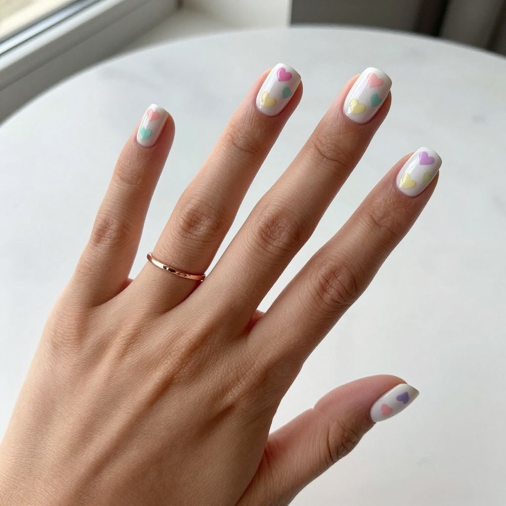 Pastel Rainbow Hearts on White