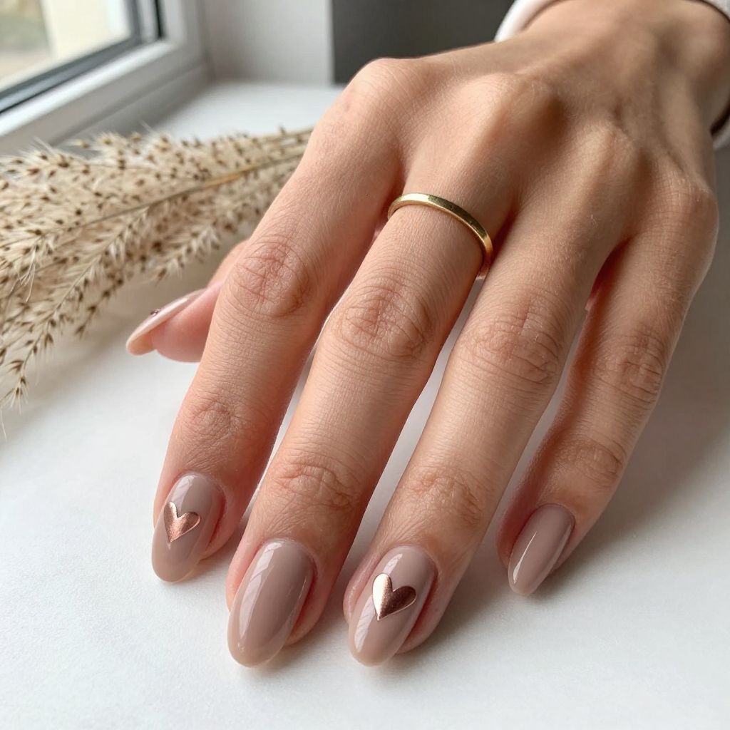 Minimalist Single Heart on Each Nail