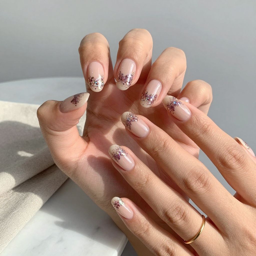 Glitter Heart Gradient on Nude