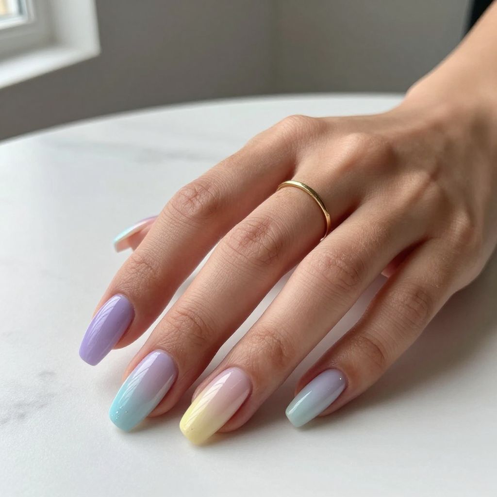 Pastel Gradient Coffin Nails