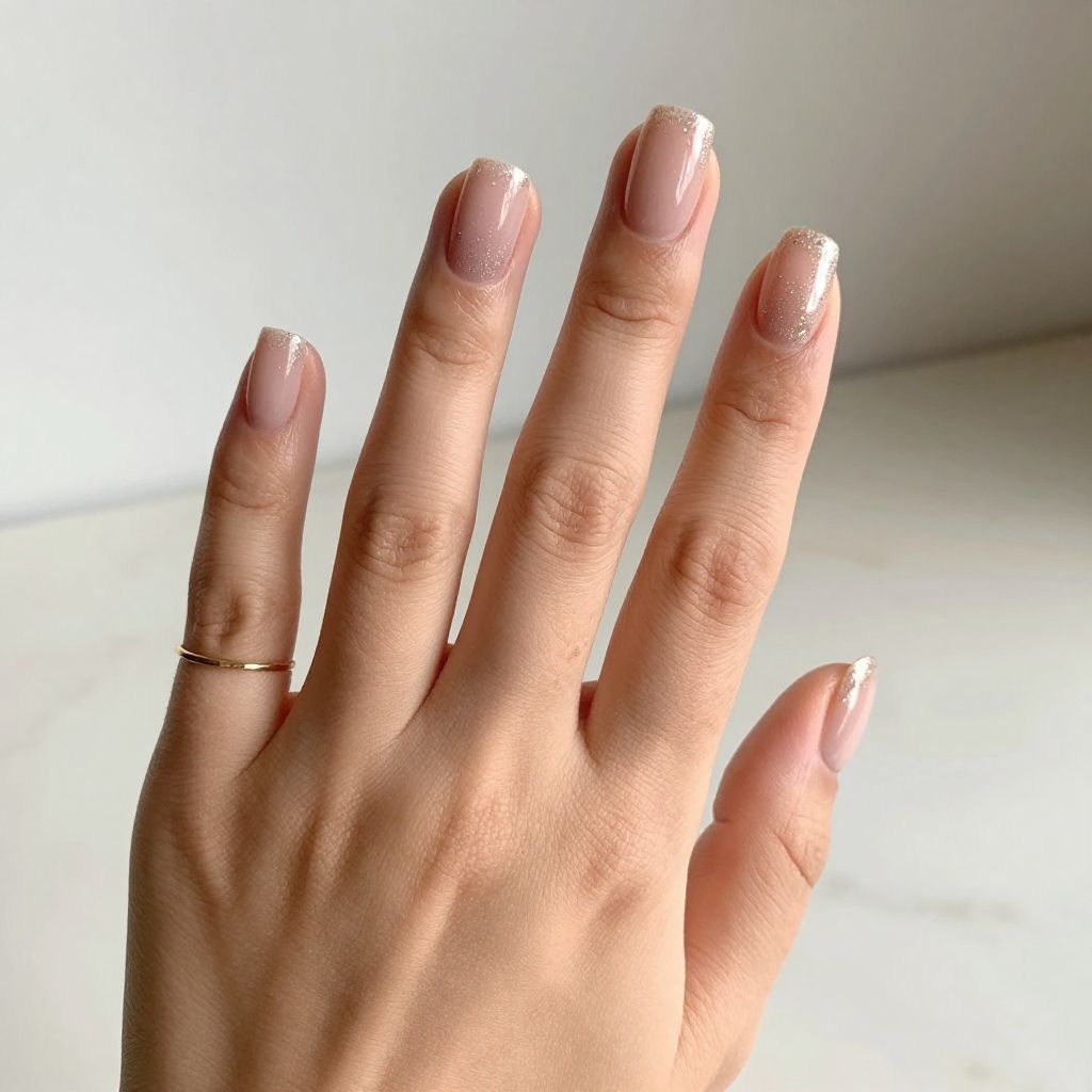 Champagne Glitter Nails