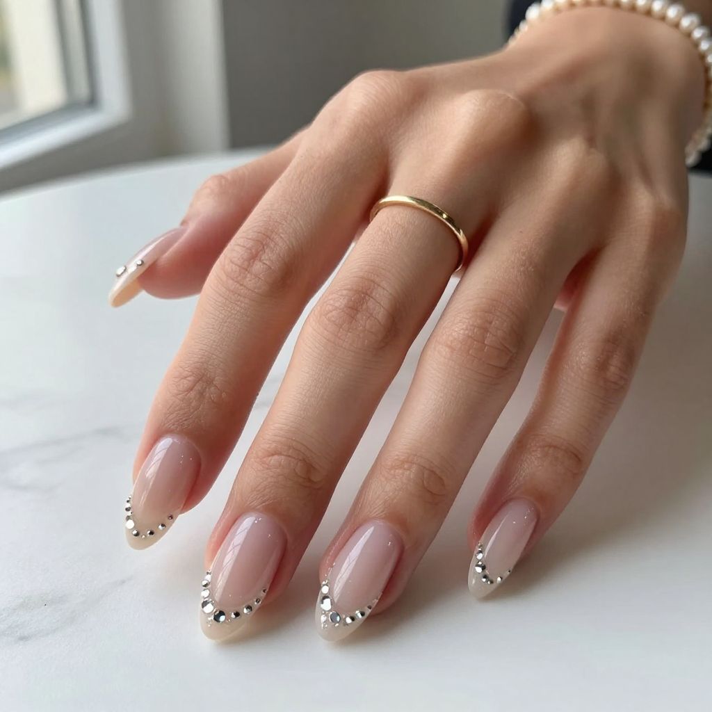 Clear Base Nails With Jewel Accent Tips