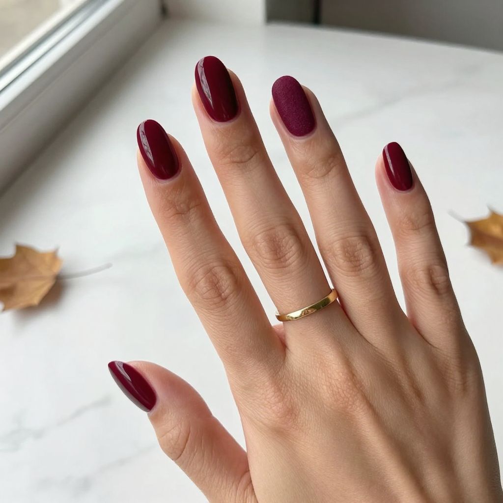 Deep Berry Oval Nails