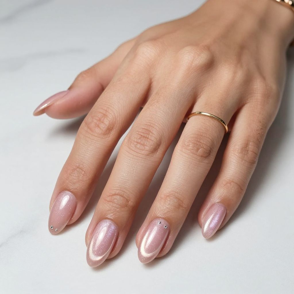 Blush Pink Cat Eye Nails