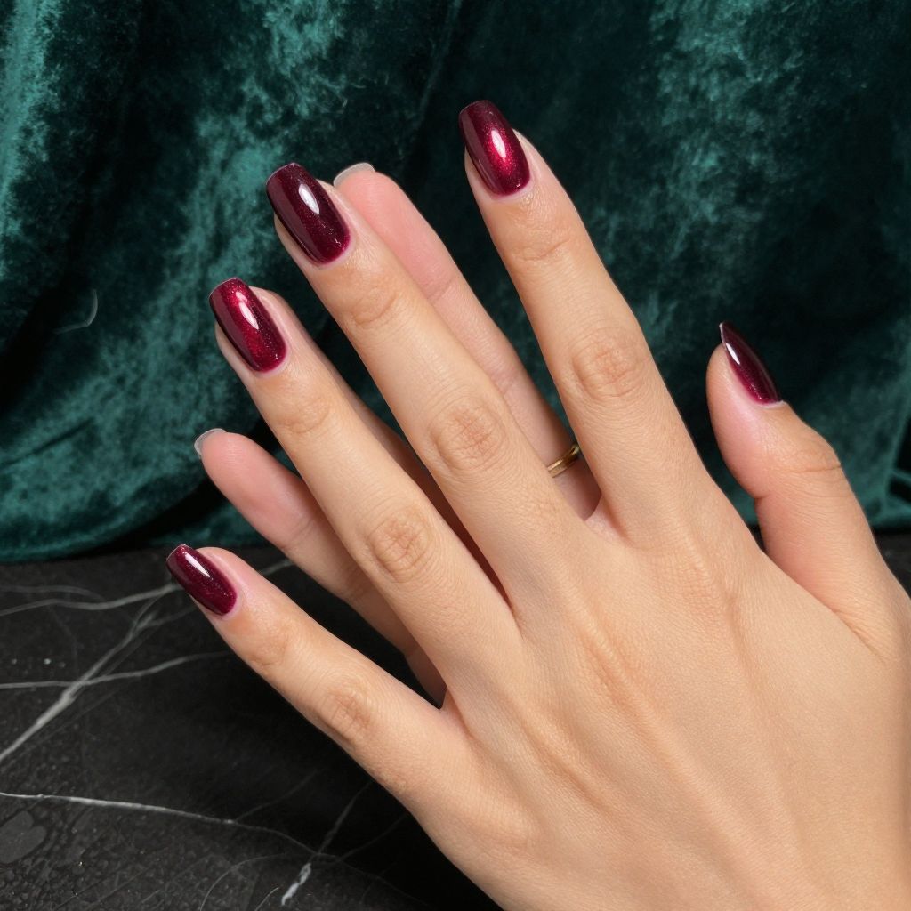 Burgundy Velvet Nails