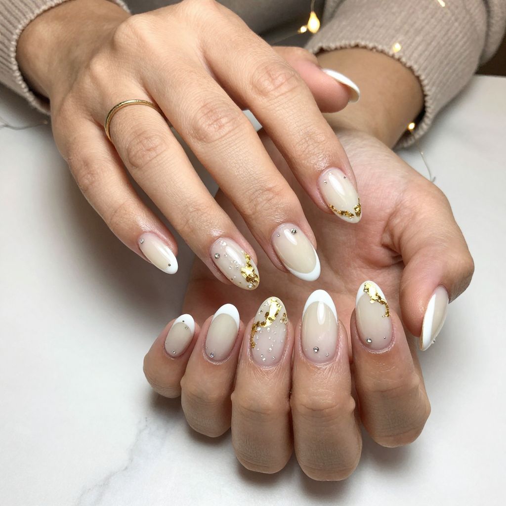 Classic Champagne French with Gold Leaf Accents