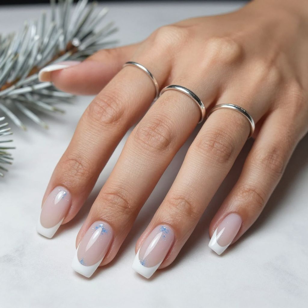 Icy White Tips with Blue Undertones