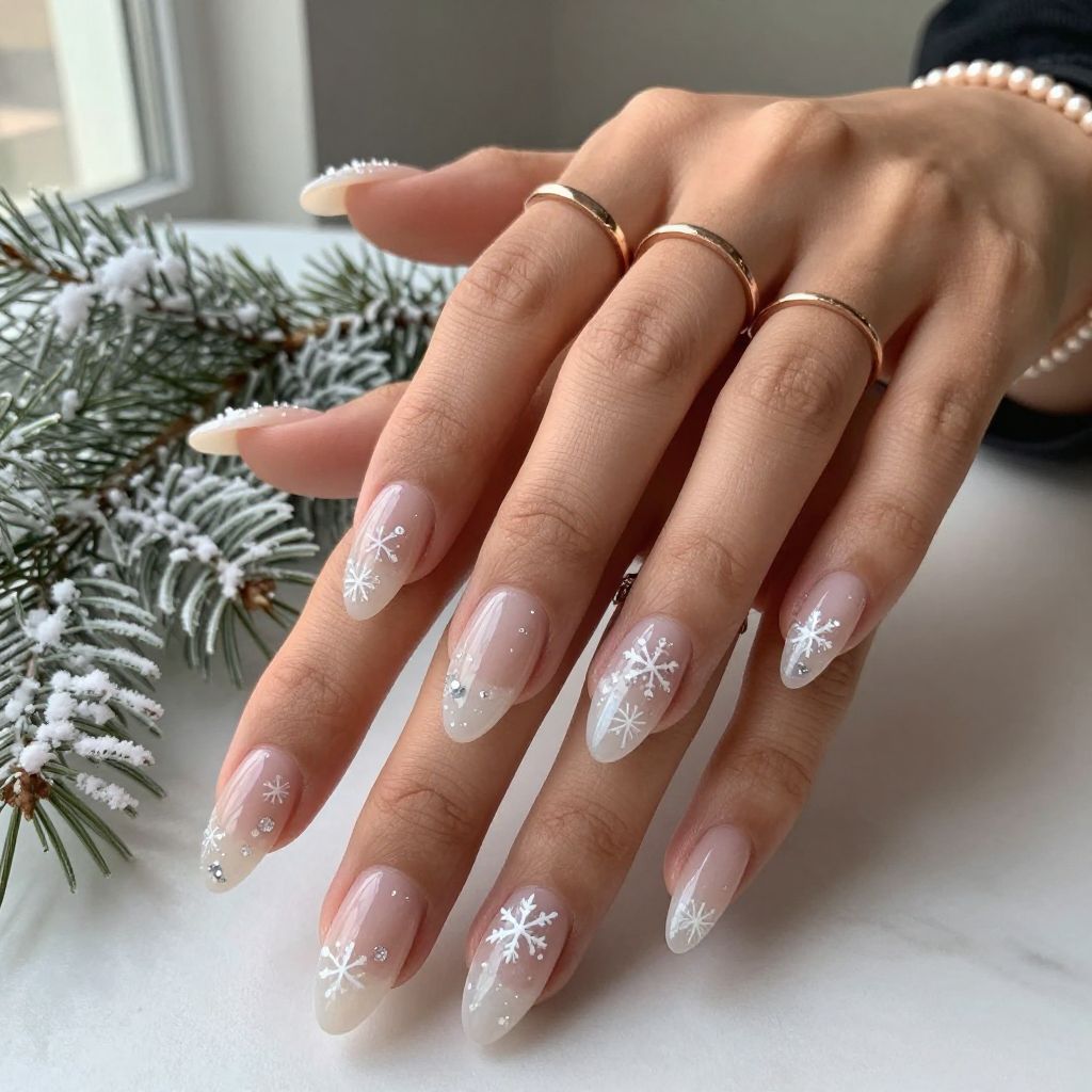 Clear Tips with Embedded Snowflakes