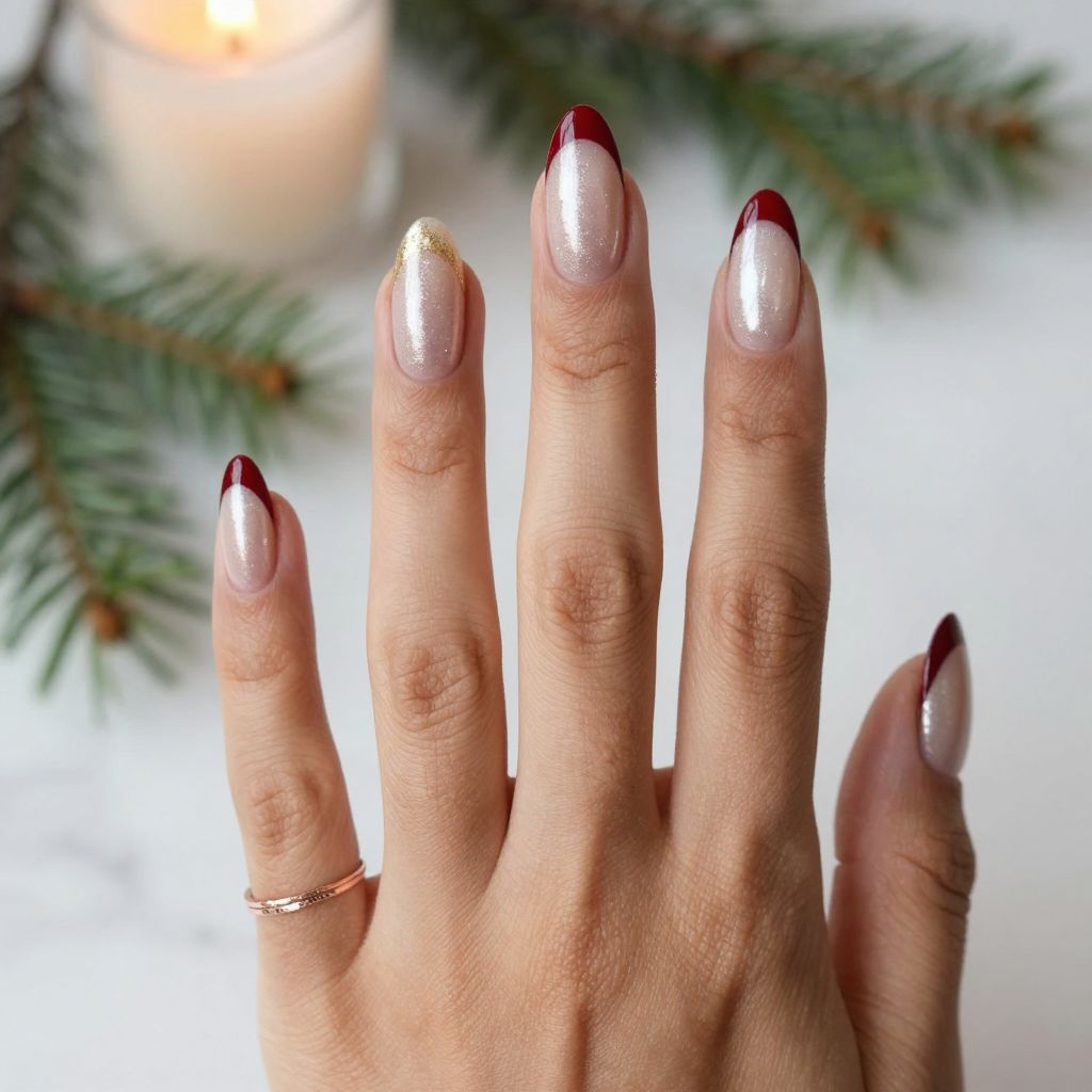 Champagne Base with Red Velvet Tips