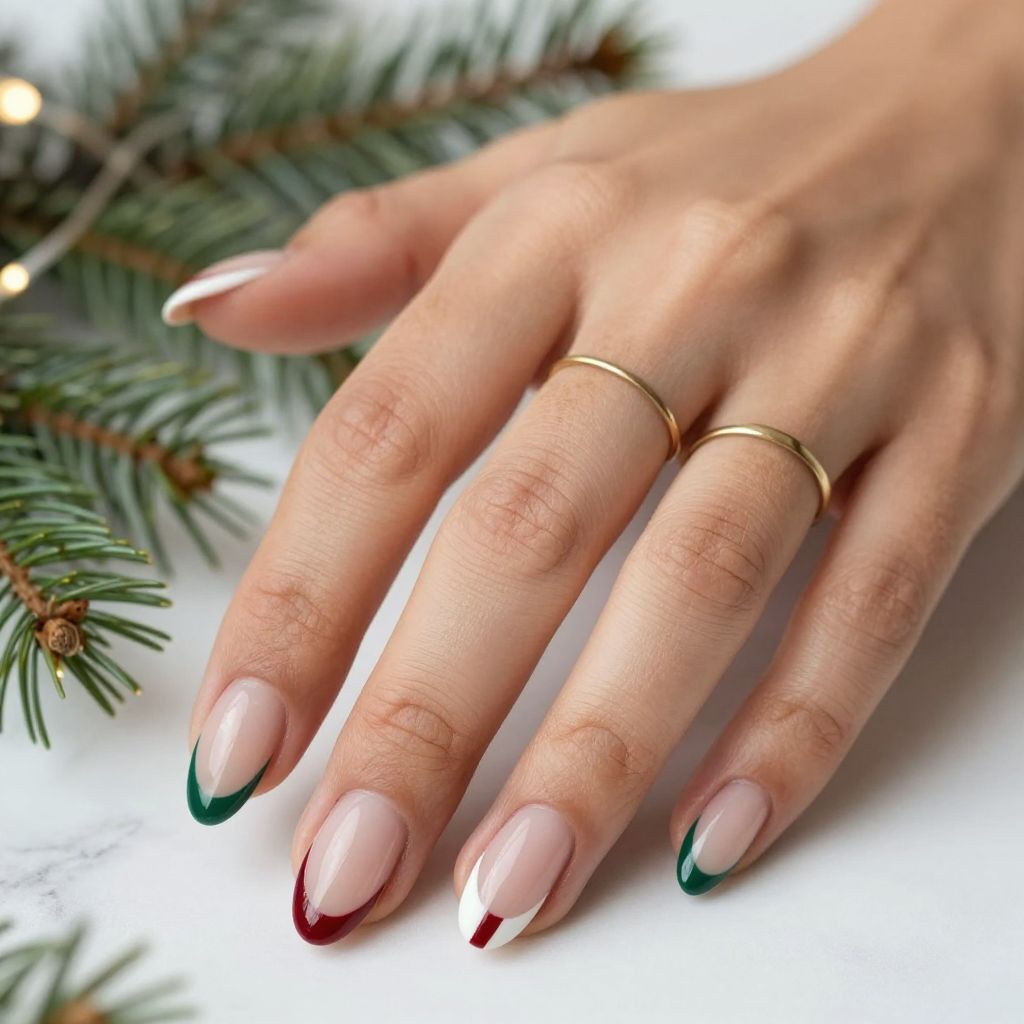 Red and Green Striped Tips