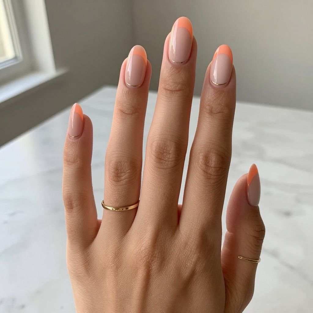 Peachy Coral with Ombre Nude Fade