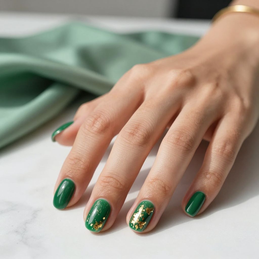 Forest Green with Gold Leaf Accents