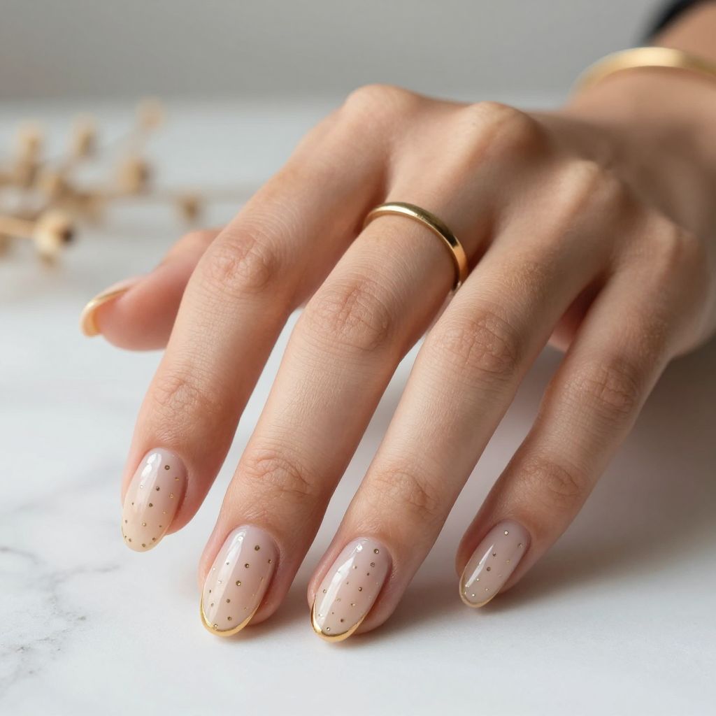 Nude with Micro Dot Pattern and Gold Frame