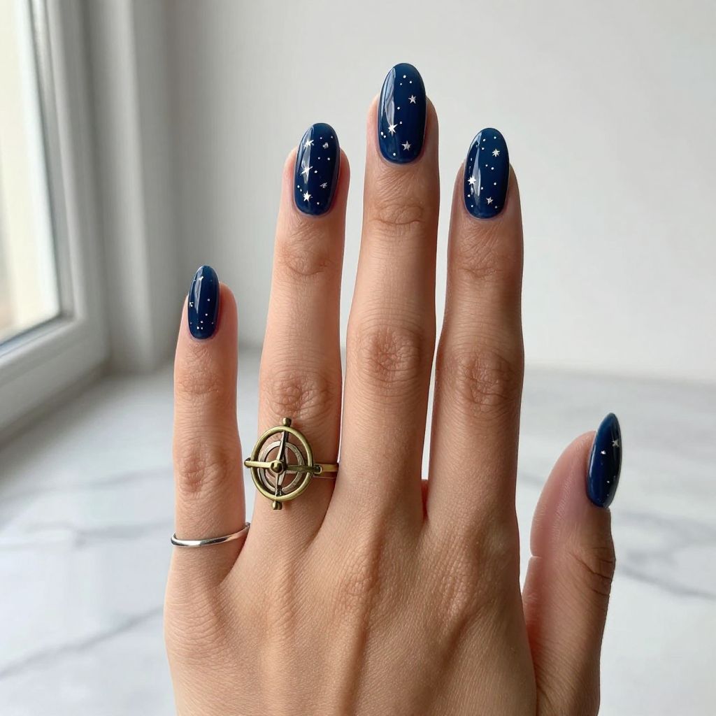 Midnight Blue with Silver Constellation Design
