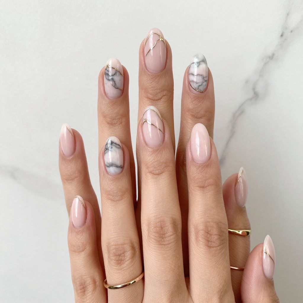 Blush Pink with Marble Swirl Pattern