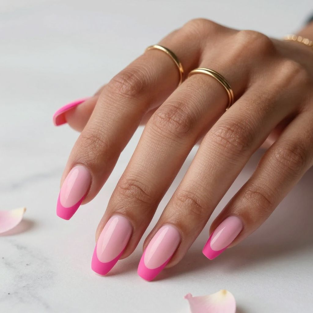 Hot Pink Matte with Glossy Tips