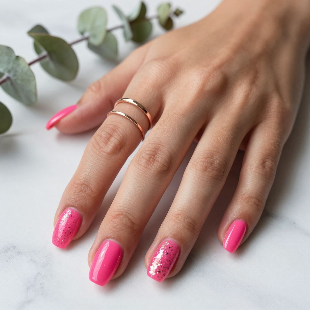 Hot Pink with Holographic Sparkle